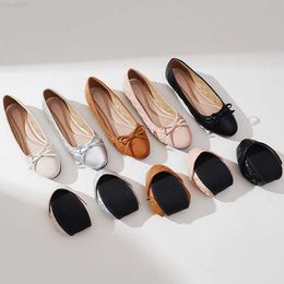 Dress Shoes 2022 Delicate Ladies Single Shoes Round Tow Bowtie Loafes Quilted Flats Woman Soft Roll-Up Ballerinas Super Light Moccasin Femme L230721