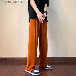 Men's Pants Summer thin pleated men's fashion ultra-fine wide leg men's loose and straight stockings in Korea Men's Trousers S-2XL Z230721