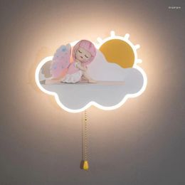 Wall Lamp LED Children's Room Creative Cloud Sun Decoration Boys Girls Bedroom Bedside Light Shelf Pull Switch Scones