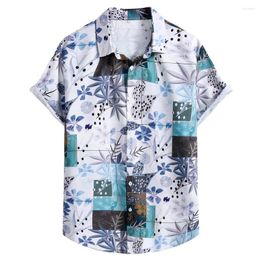 Men's Casual Shirts 2023 Summer Korean Fashion Mens Pastoral Style Digital Printing Man Shirt Short Sleeve Top Male Hawaiian Beach