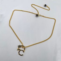 2023 Luxury qality charm pendant necklace with black color beads stud earring in 18k gold plated have box stamp PS7317B