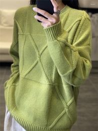 Women's Sweaters High-end Cashmere Sweater Round Neck Autumn Winter Pure Wool Loose Fashion Thicken Knitted Pullover Female