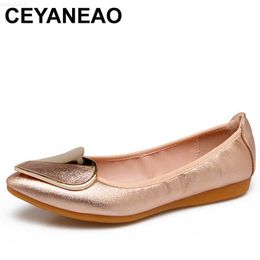 Dress Shoes CEYANEAO 2023 Spring Women Fashion Pointed Toe Flats Ballerina Sliver Gold Blue Flat Designer Plus Size Ladies Boat ShoesE1126 L230721