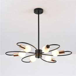 Ceiling Lights 6 Heads Modern Nordic Led Lamp Black Gold Chandelier Simple Creative Luxury E27 Lamps Indoor Lighting Fixtures