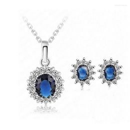 Necklace Earrings Set Classic Royal Oval Crystal Earring For Women Engagement Sets