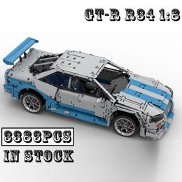 Action Toy Figures Moc 1 8 Scale Skyline GT R R34 Supercar Racing Car Vehicle Sport Model Buiding Block Bricks Toys for Kids Birthday Gifts Boy 230721