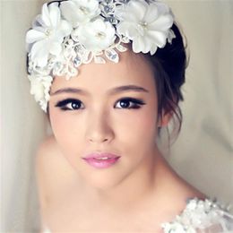 White Hair Flowers For Wedding Party Bridal Bridesmaid Baroque chic Crystal tiara Rhinestone crown headband Wedding Dress Studio234h