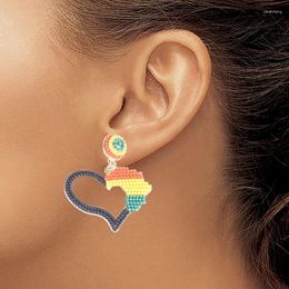 Dangle Earrings Beaded Heart Drop For Women Black Africa Map Girls Inspiration Jewelry Gifts