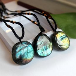 Natural Irregular Labradorite Moonstone Stone Pendants & Necklaces Sunlight Shaped Energy Stone Women Men Healing Necklace266R