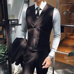 Men's Vests Casual Trendy Male Personality Suit Vest British Style Business Elegant Gentleman Retro Professional Formal Dress Handsome