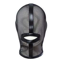 Adult Toy Mesh Facewear Adjustable Open Mouth Hollow Fishnet Headgear for Role Playing Party Costume Props