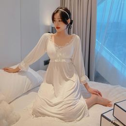 Women's Sleepwear Autumn Cotton Long Nightgowns Full Sleeve Home Sleepshirts Elegant Nightdress Womens Loungewear