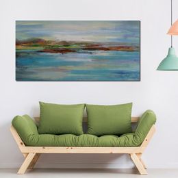 Handmade Canvas Art Northern Shore Floral Artwork Dining Area with Impressionistic Landscape Decor