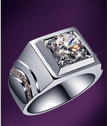 Wedding Rings 2CT Certified s Male s Marriage Ring Test Positive D Color VVS1 Solid 18K White Gold AU750 For Man 230721