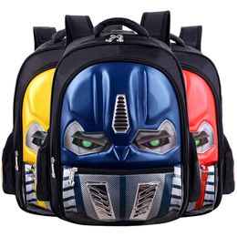 Backpacks Cartoon Children LED Light Backpacks Deformation Robot Transformation Student Shoulder Bags For Boys Waterproof Kids Gift 230720