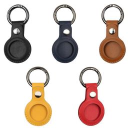 Hooks & Rails Keychain Anti-lost Faux Leather Case Cover Anti-Scratch Tracking Locator Protector Replacement For AirTag224z