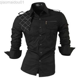 Men's Casual Shirts jeansian Men's Long Sleeve Dress Casual Shirts Fashion Stylish Designer Military 8371 L230721