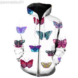 Men's Hoodies Sweatshirts Exquisite cartoon butterfly pattern Zipper Hoodies Men Women Children Sweatshirts Fashion Autumn Pullover Clothing Tops L230721