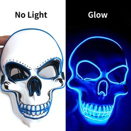 Halloween LED Skull Mask Horror Ghost Head Men and Women Mask EL Cold Light Mask Party Mask Atmosphere Props