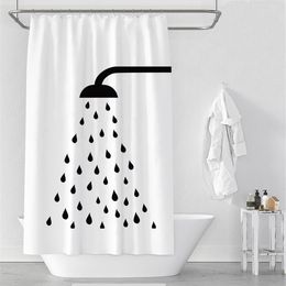 Waterproof Thicken White Polyester Shower Curtains Minimalist Bathroom Curtains Shower Head Print Bath Shower Curtain2433