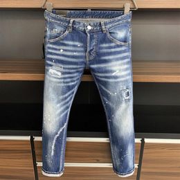 brand of fashionable European and American men's casual jeans high-grade washing pure hand grinding quality optimization L313i