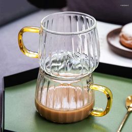 Wine Glasses Creative Stripe Glass Cup Heat Resistant Coffee Mug Home Milk Juice Tea Office Drinking Transparent Drinkware Gifts
