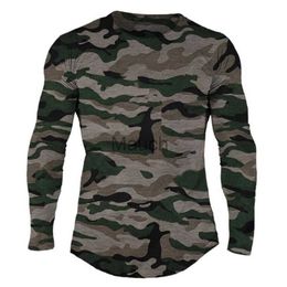 Men's T-Shirts Gym Fitness Tshirt Men Casual Long Sleeve Cotton Shirt Male Camouflage Tee Tops Autumn Running Sport Workout Cloes Apparel J230721