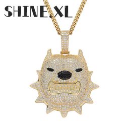 Hip Hop Rock Jewelry 18K Gold Plated Dog Pendant Necklace with Tennis Chain Rope Chain Mens Jewelry Gift295H