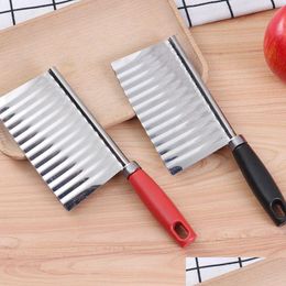 Fruit Vegetable Tools Kitchen Cooking Tool Stainless Steel Wavy Cutter Potato Cucumber Carrot Waves Cutting Slicer Drop Delivery H Dhsen