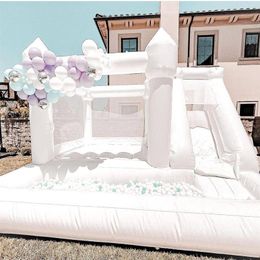 Commercial Kid slide Jumping Party White Inflatable Wedding Bounce House With Ball Pits Bouncy Castle jumper Houses For Outdoor fu261b