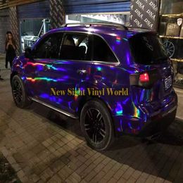 Iridescent Purple Chrome Holographic Vinyl Wrap Sticker Rainbow Vinyl Film Foil Sheet Decal Bubble Car Styling272N