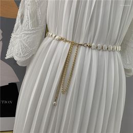 Belts Elegant Tassel Chain Belt Shell Pearl Metal Waist Women's Dress With Slim Fashion Wedding Party Decoration