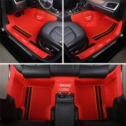 Custom Fit Car Floor Mat Waterproof Leather ECO friendly Material Specific For Car Double Layers Full set Carpet With Borders Logo219P