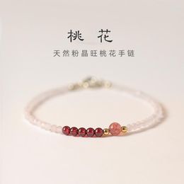 Kitchen Faucets Strawberry Crystal Powder Bracelet Women's Ultra-Fine Overlapping Design Niche Elegant Exquisite