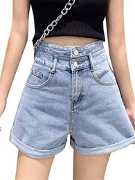 Women's Jeans Light Blue Loose Short Denim Pants 2023 Summer Fashion Temperament Casual Cute Low Price On Sale