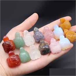Stone Natural Tortoise Carving 1 Inch Lovely Turtle Crafts Ornaments Rose Quartz Crystal Healing Agate Animal Decoration Drop Delive Dhyre