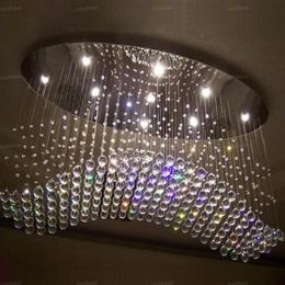 Modern Wave Oval Rain Drop Clear LED K9 Crystal Chandelier Light Lighting Fixture for Living Room Dining Room with GU10 Bulbs2288