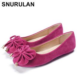 Dress Shoes SNURULAN New 2021Spring Shoes Women Flats Round toe Sweet Bowknot Plus Size Women's Flats Pink Purple L230721