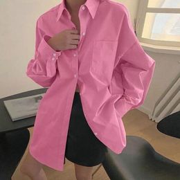 Women's Blouses Women Shirt Blouse Lapel Lantern Long Sleeves Lady Single-breasted Placket Solid Color Loose Top Female Clothing