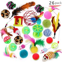 Toys Set Funny Stick Bell Ball Feather Creative Assorted Interactive Cat Play Toy for Kittens 201109277k