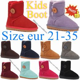 Kinder Australian Classic Button Mädchen Stiefel Kleinkind Kinder Schuhe Designer Jugend Furry Sneakers Baby Kind Winter Schneestiefel Uggly Kastanie Rot Schwarz Gre P9kE #