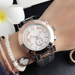 Fashion Brand Watches Women Ladies Girl 3 Dials Style Metal Steel Band Quartz Wrist Watch P66209z