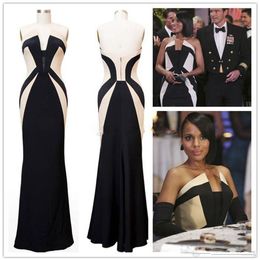 Kerry Washington Scandal Celebrity Dresses Olivia Pope Black and White Evening Gowns Women Formal Dresses Red Carpet Dresses for L274Z