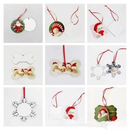 Stock 18 Styles Sublimation Mdf Christmas Ornaments Decorations Round Square Shape Decorations Hot Transfer Printing Blank Consumable LL