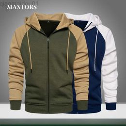 Men's Hoodies Sweatshirts Autumn Men Fleece Jackets 2023 New Casual Sweatshirt Patchwork Hip-hop Hooded Loose Cardigan Hoodies Oversize Coupthing L230721