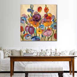Abstract Canvas Art Garden Hues I Hand Painted Artwork Painting for Office Space Modern Decor
