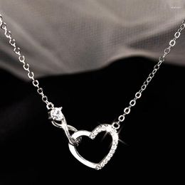 Pendant Necklaces Women Zircon Endless Love Heart Necklace Fashion Clavicle Chain Fine Jewelry Engagement Gift