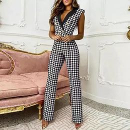 Women's Jumpsuits Rompers Europe and the United States the spring/summer dress Colour matching twist deduct v-neck sleeveless plover jumpsuits business att 230720