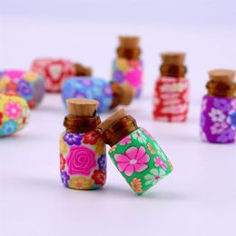 Whole- 10 pcs Mini Glass Polymer Clay Bottles Containers Vials With Corks arrival Can put in some powder or Beads & Jewellery 236c