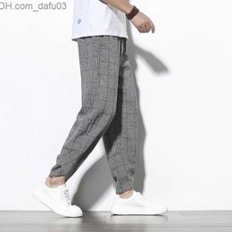 Men's Pants New 2023 men's summer cotton linen harem pants jogging casual loose fitting men's wide leg pants Korean Trousers men's street clothing Z230721